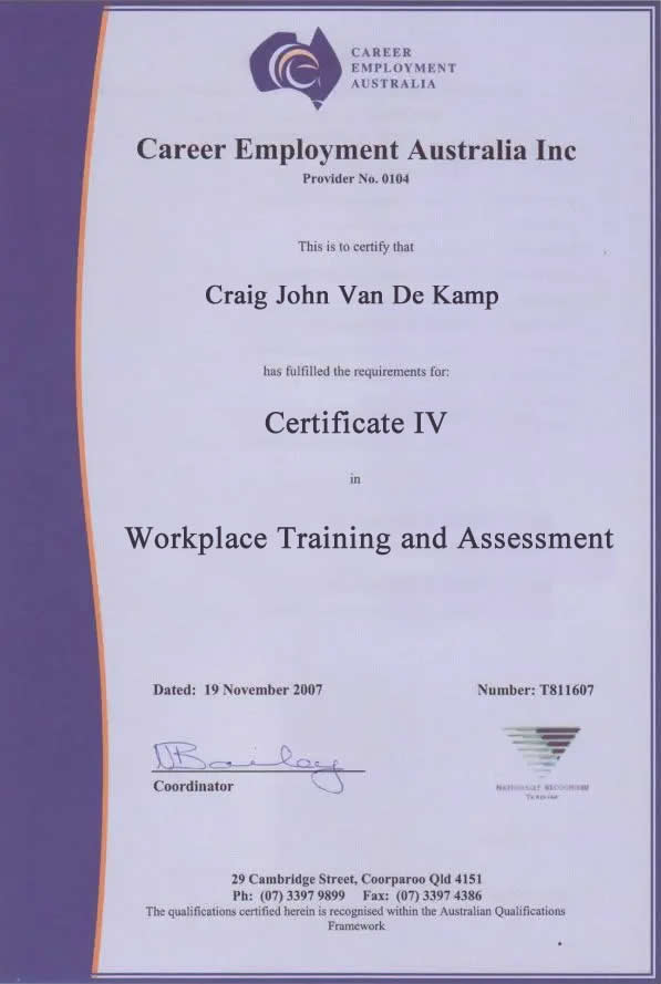Certificate IV in Workplace Training and Assessment